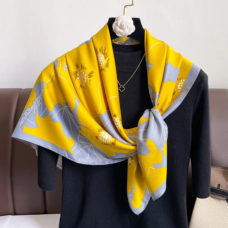 Design Twill Silk Square Scarf Women Luxury Brand Hijab Scarves Headband Foulard Ladies Shawl Wrap Echarpe Foulard Bandana 2024