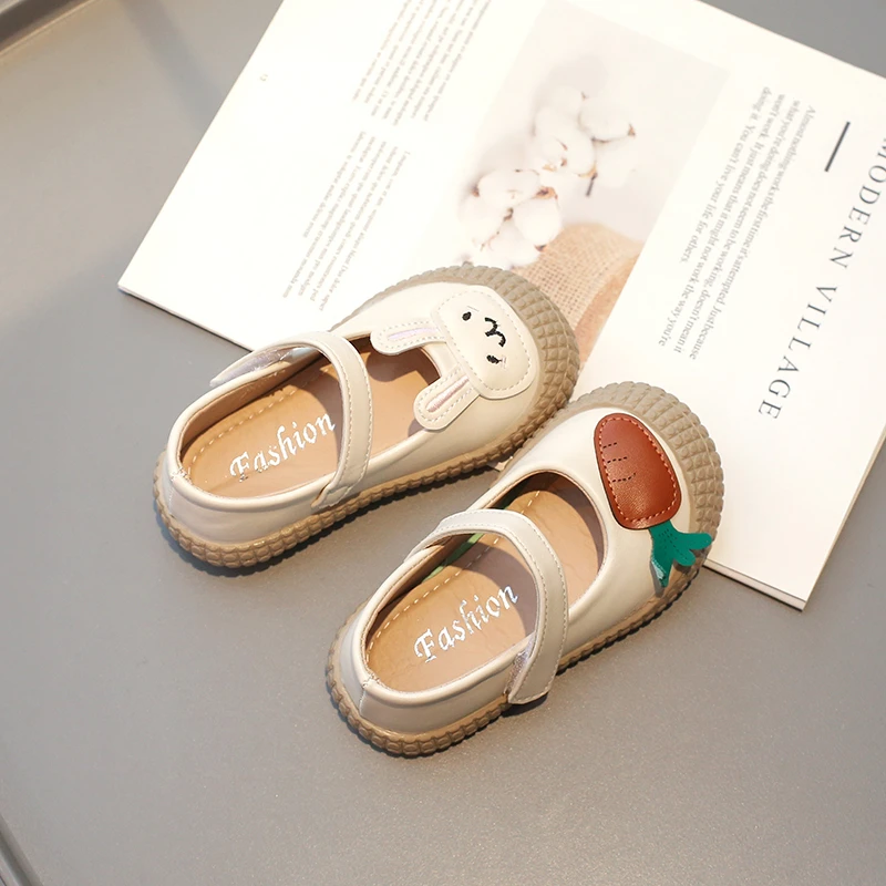 Spring Girl Leather Shoes Mary Jane Fashion Children Princess Shoes Cartoon Rabbit Kids Causal Versatile Single Shoes Non-slip