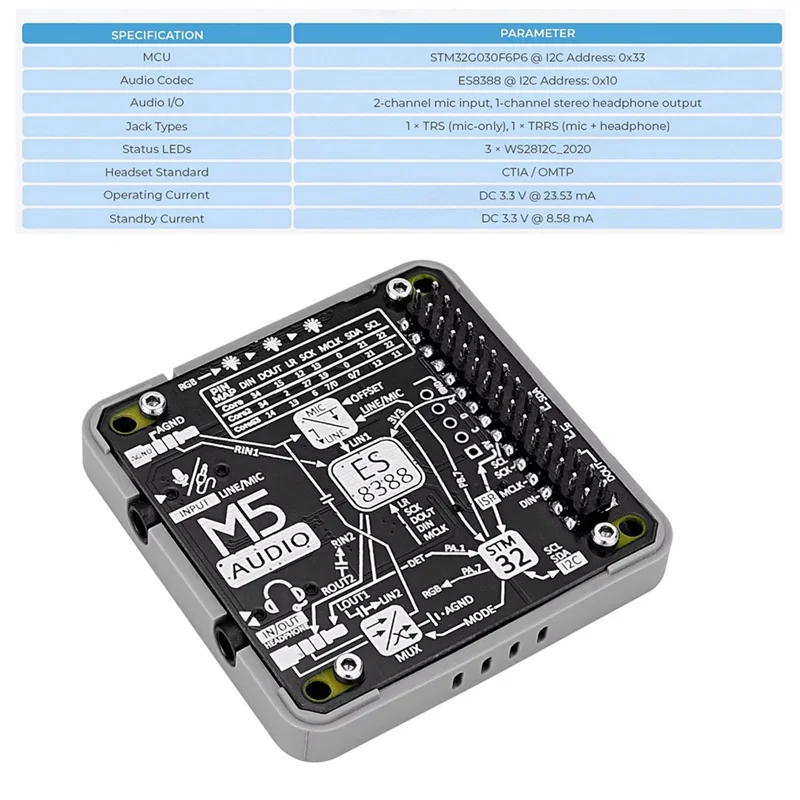 

Audio Module (STM32G030) Audio Interactive Expansion Module TRS+TRRS Dual 3.5Mm Jack