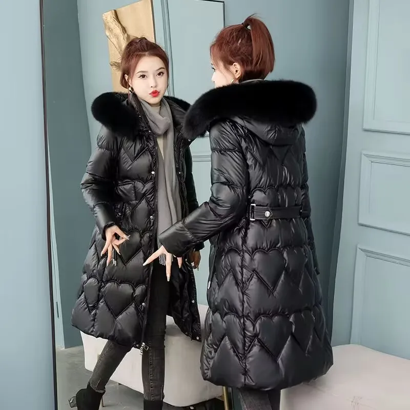 Winter Women Jacket White Female Coat New 2023 Warm Coat Female Outerwear Fur Fashion Hooded Winter Waterproof Women Jacket