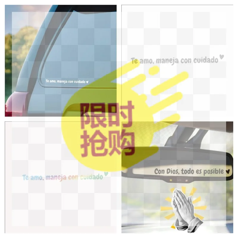 2Pcs Car Mirror Sticker Te Amo Maneja Con Cuidado Spanish I Love You Drive Mirror Sticker Waterproof Car Rear View Mirror Decal
