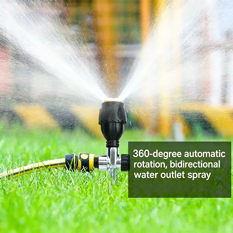Alloy Swing Arm Ground Sprinkler 360° Automatic Rotation Garden Irrigation System Lawn Watering Sprayer for Yard Plant Irrigatio