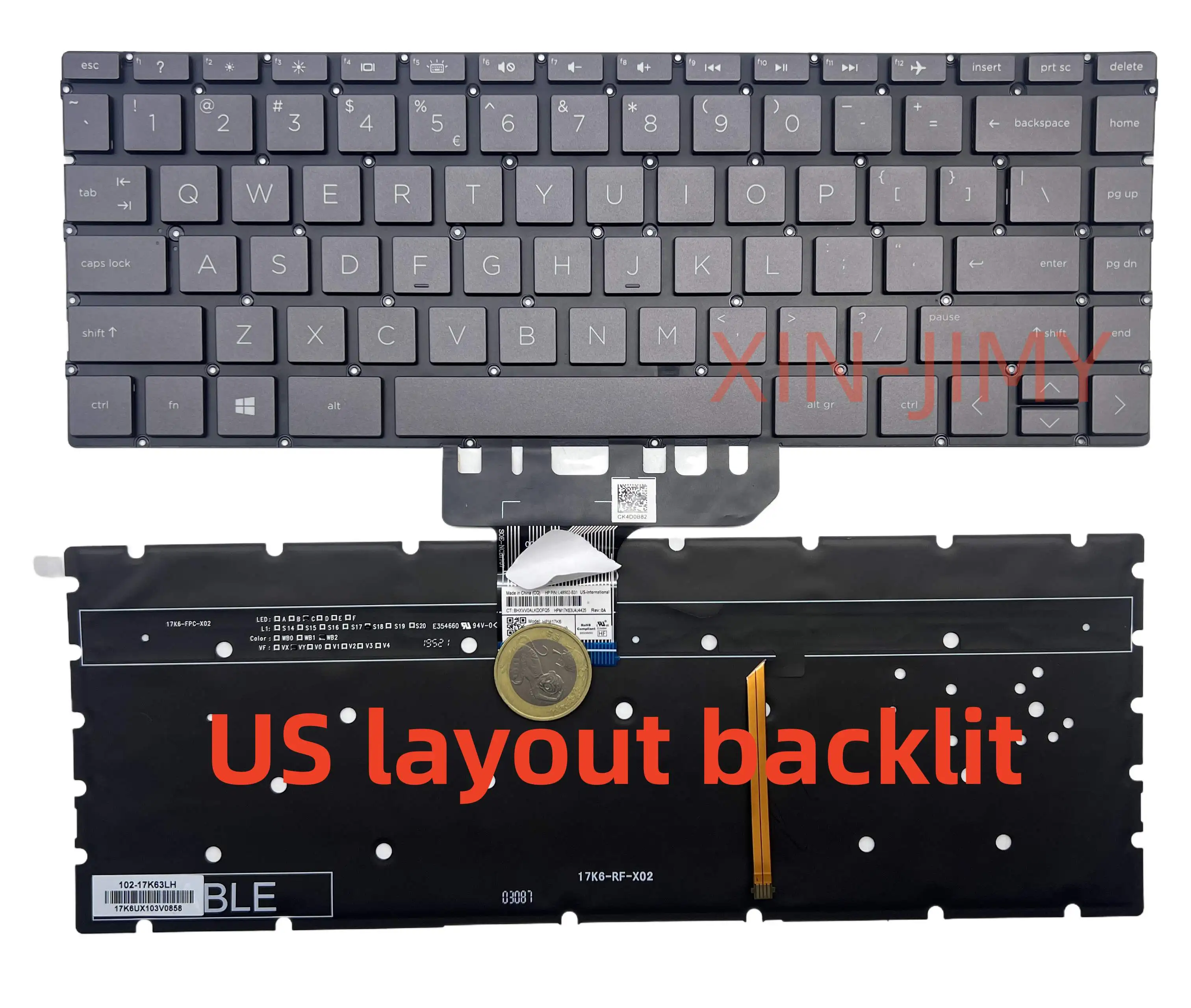 US Layout Backlit Gray Black Laptop Keyboard For HP Spectre 13-ap 13-ap000 13t-ap000 Series