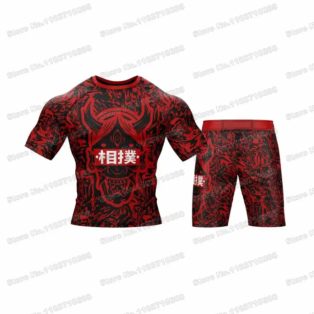 WWF Wrestling Gaming Rash Guards Surfing Jersey Beach Shirts Swimwear Diving Gym Shorts MMA BJJ Men Jiu Jitsu Fitness Sets