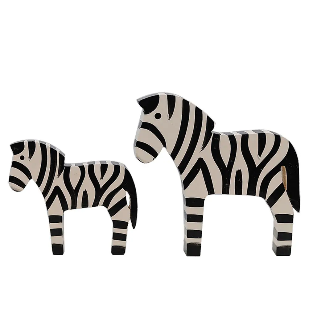 

2 Pcs Wood Carving Zebra Decor Animal Figurine Desktop naments Long Lasting Smooth Surface Photo Prop Gift Idea