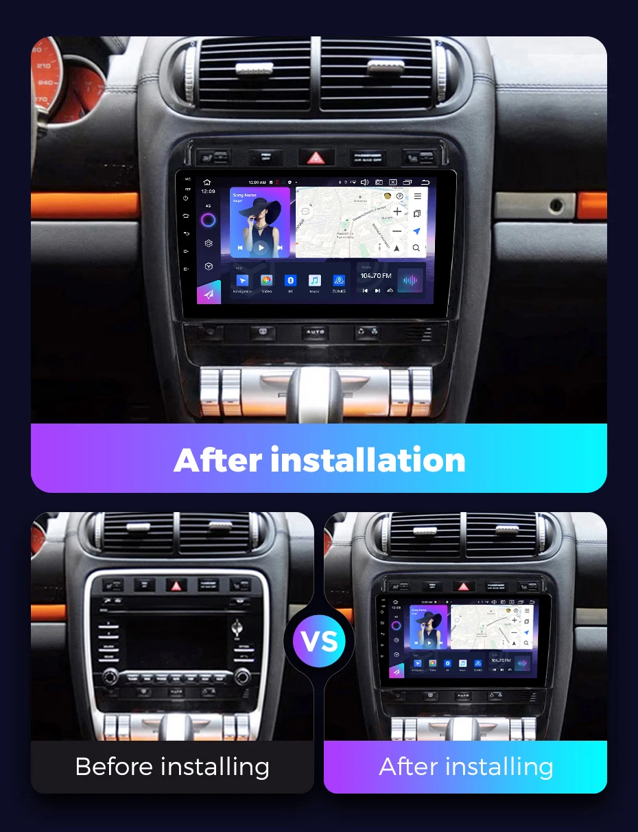 NF Android 13 9 pollici 2K sistema intelligente autoradio Carplay + lettore Video multimediale automatico adatto per Porsche Cayenne 2002-2010