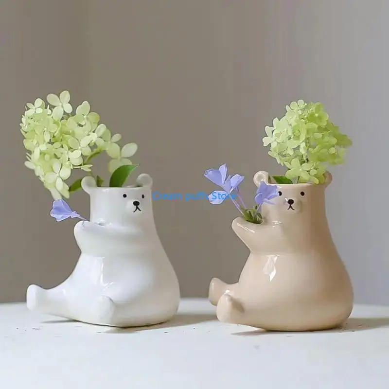 

50LE Bear Flower Pots Mold Pen Holder Silicone Mould Concrete Plaster Planter Mold Resin Molds for DIY Enthusiasts