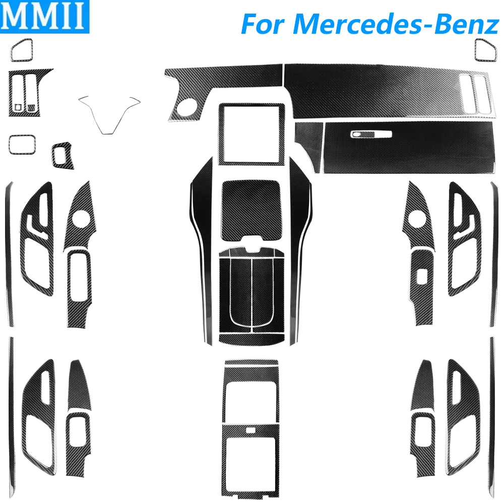 Für Mercedes-Benz E-Klasse W223 2021-2024 Carbon-Faser Schalthebel Luftauslass Mittelkonsole Lift-Trim-Set Auto-Zubehör Aufkleber