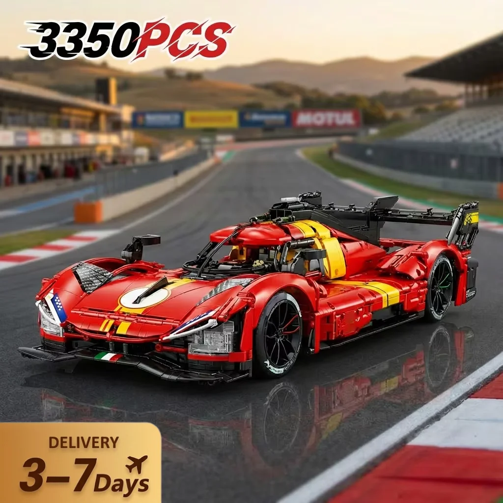 499P 1:8 Auto Drift Rennwagen Bausteine Set Technik Leman Speed Roter Supersportwagen Modell Bausteine Heimdekoration Kreatives Spielzeug Erwachsenengeschenke 350 Teile