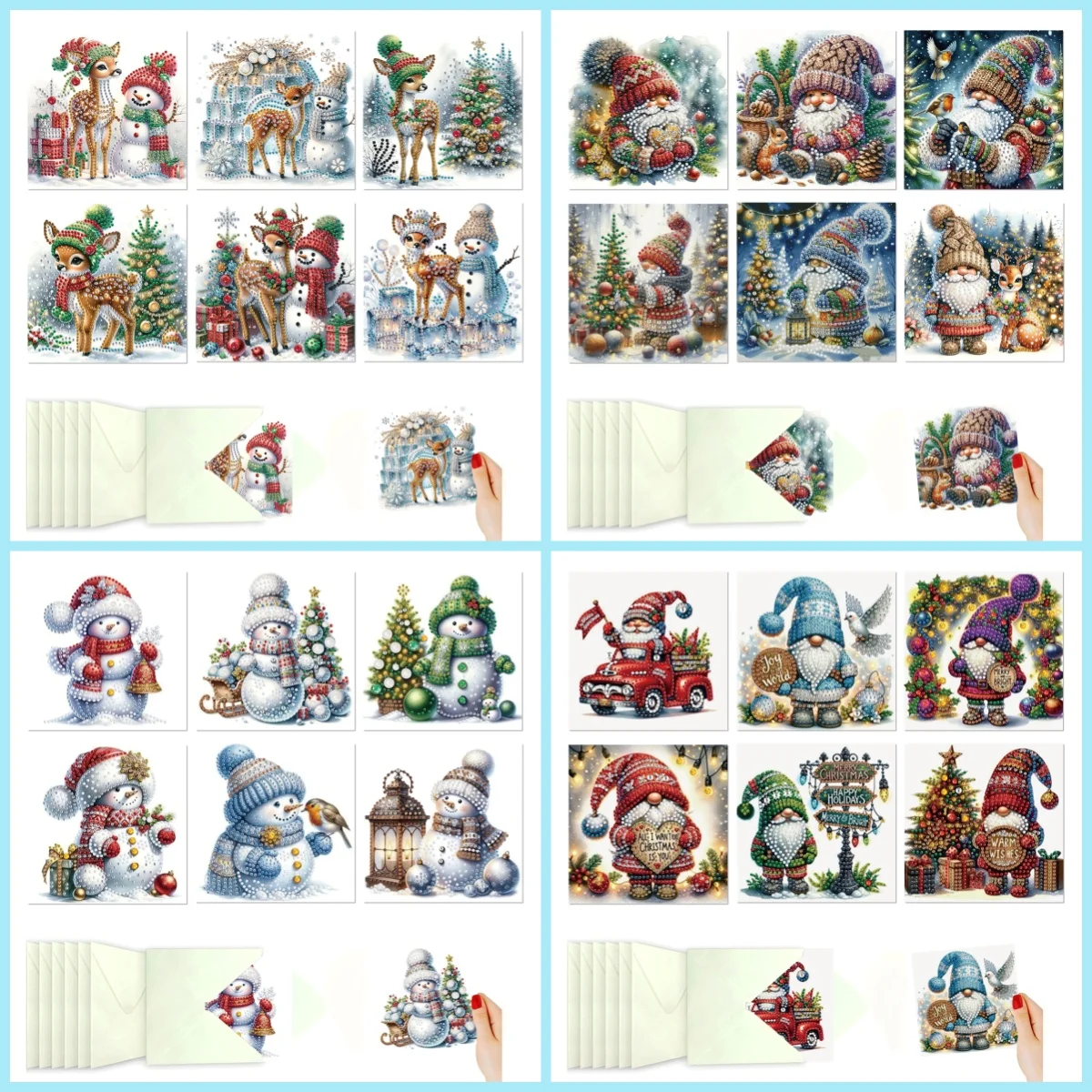 6 pieces / set DIY diamond art painting greeting card - Christmas pattern handmade diamond art greeting card - Birthday gift ble