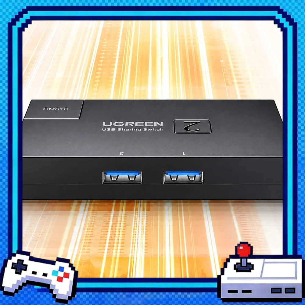 UGREEN CM618 15149 USB 3.0 Bidirectional Switch, 2-in-1 or 1-in-2 USB Selector, 5Gbps One-Button Switching
