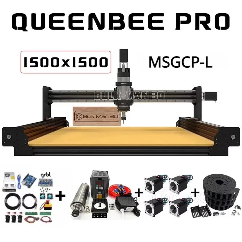 25% SCONTO BulkMan3D Nero 1500x1500 QueenBee PRO CNC Kit completo con Maker Shield Sistema di controllo GRBL Macchina per la lavorazione del router