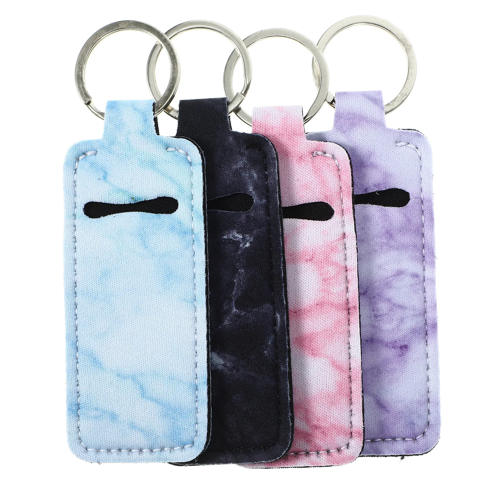 

4pcs Lip Balm Keychain Holder Lipstick Sleeve Portable Makeup Organizer Travel Compact Keychain Pouch Lightweight Lipstick