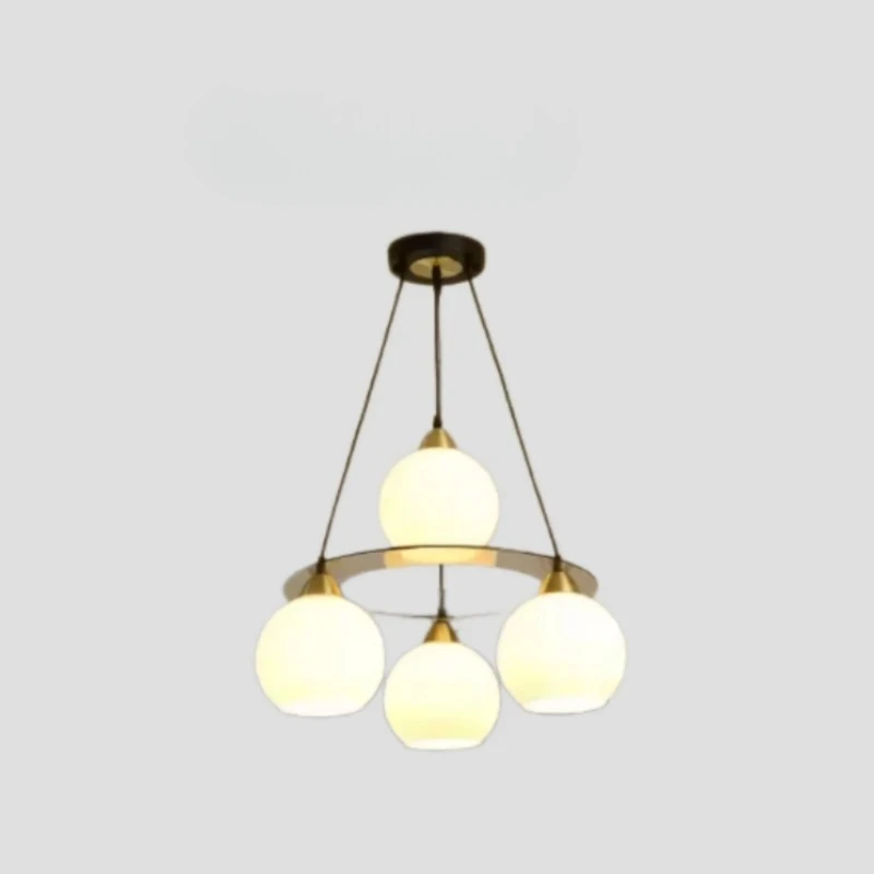 Simple Modern Creative 4 Heads Glass Ball LED Chandelier Dining Room Living Room Bedroom Light Luxury Bar Counter Pendant Light