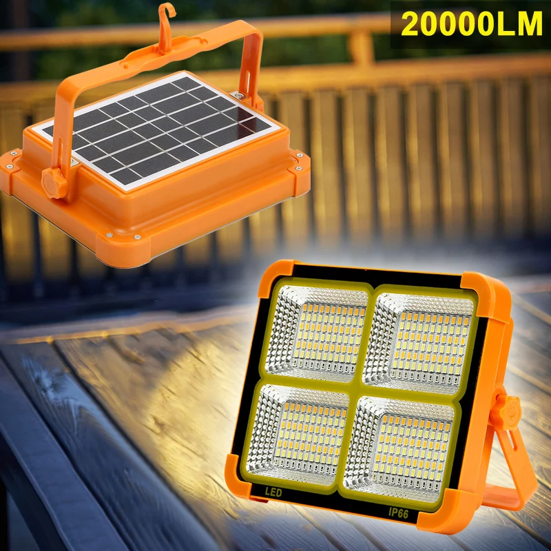 100W/1000W Portable Solar Tent Light Powerful Flood Light Outdoor Rechargeable Spotlight Camping Lamp With Emergency Power Bank