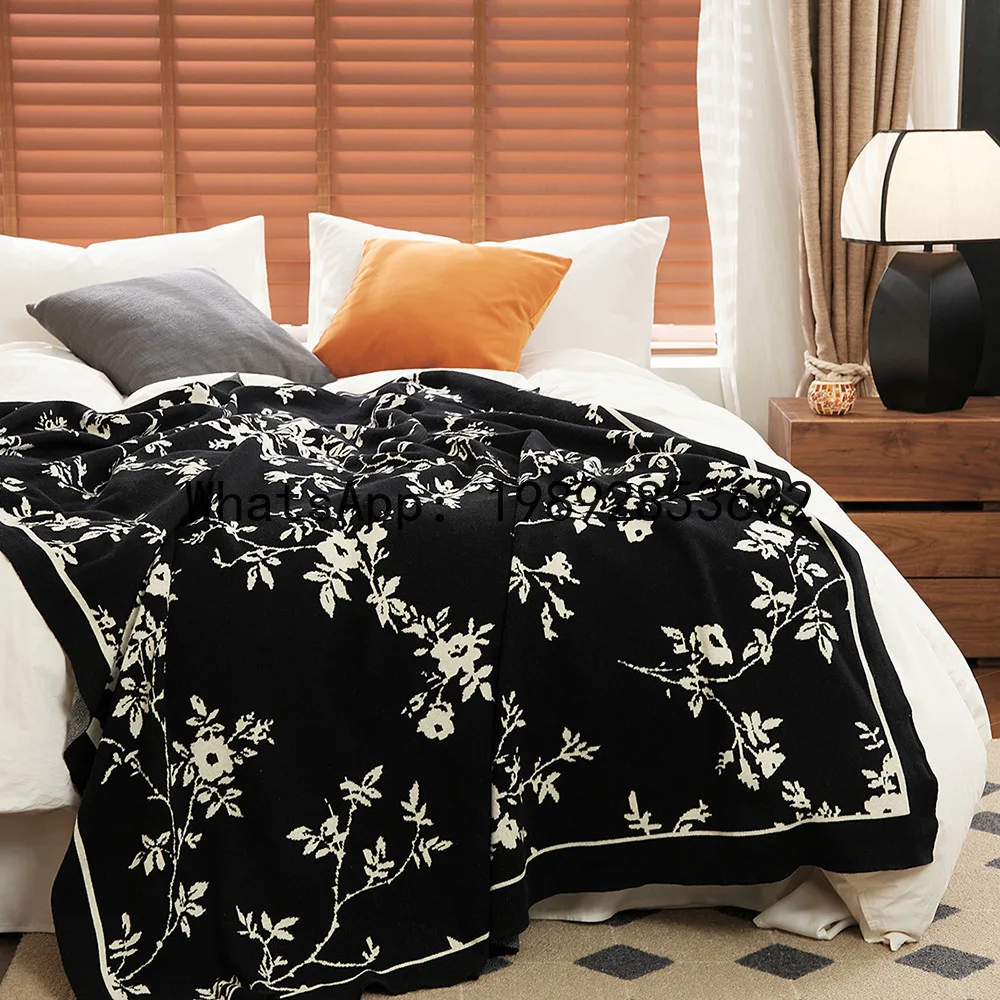 SLT cotton fine needle secret garden antique pure cotton knitted thread blanket, light luxury thin cover blanket