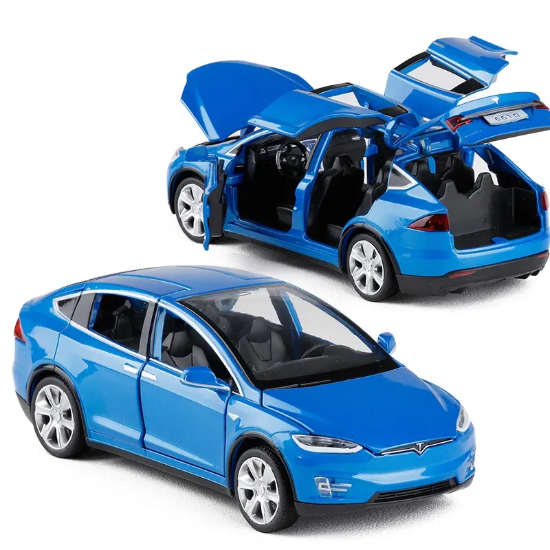 High Simulation 1:32 Tesla MODEL X 90 Alloy Car Model Diecasts Toy Vehicles Toy Cars Boy Toys Pull Back Flashing Sound Kid Gifts