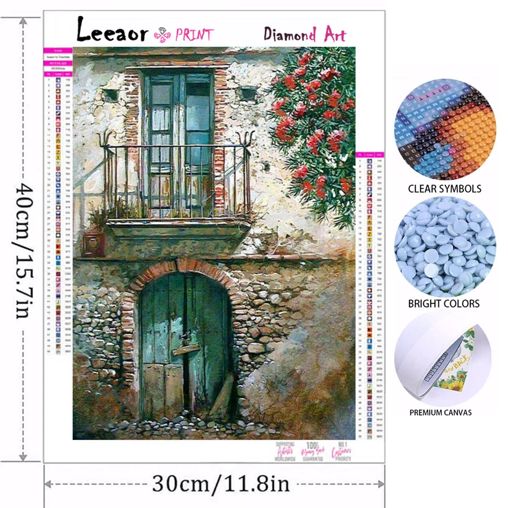 Landscape 5D DIY Diamond Painting Cross Stitch Kit Diamond Art Embroidery Door Architecture Rhinestone Home Decor Light Painting