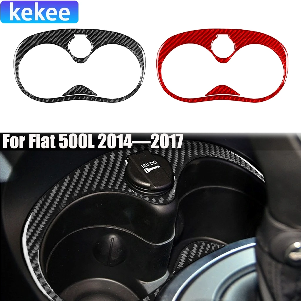 

Carbon Fiber Car Accessories Cup Holder Panel Decorative Modified Interior Trim Soft Cover Sticker For Fiat 500L 2014-2017
