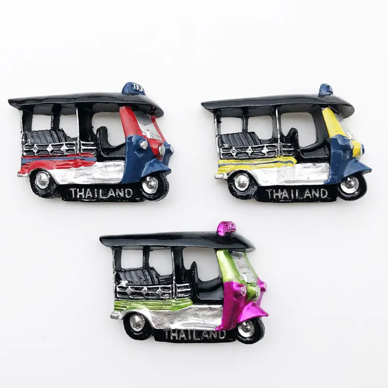 

Bangkok, Thailand Transportation Chug Car Creative Tourism Memorial Crafts Painted Magnetic Refrigerator Stickers Souvenir Gift