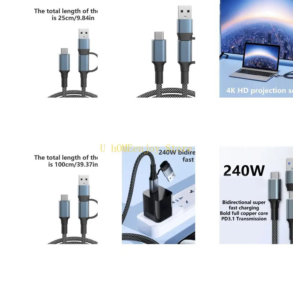 

B0KF Кабель для передачи данных типа C с адаптером USB типа C и разъемами USB A Кабель для зарядки