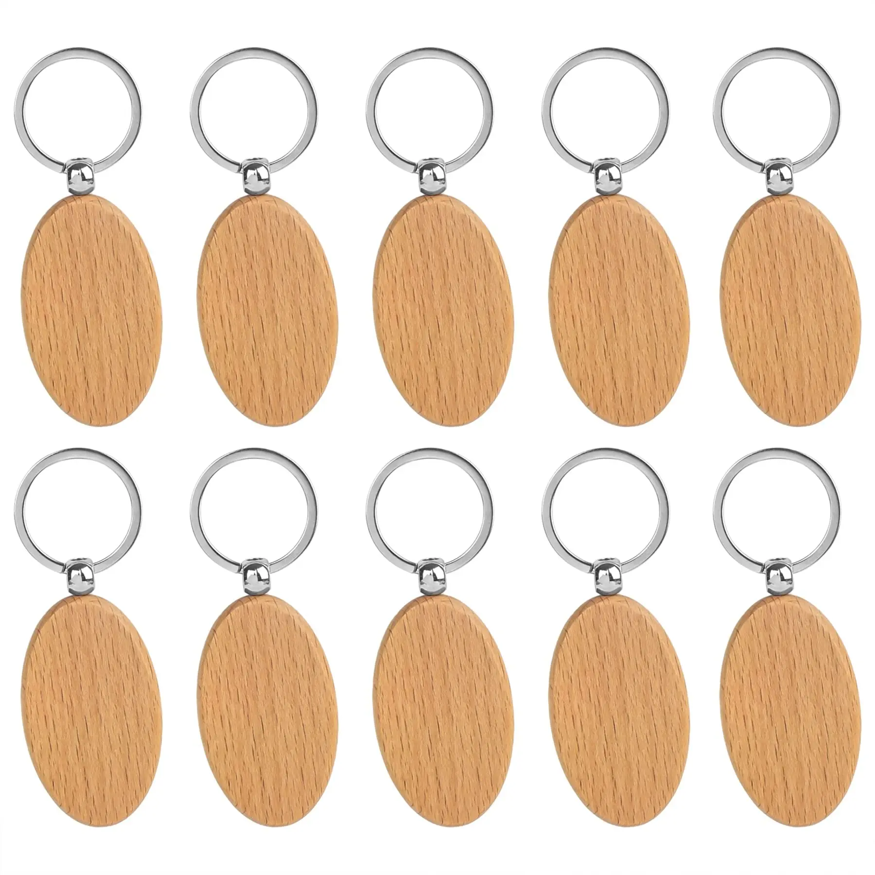 

30Pcs Blank Oval Wooden Key Chain DIY Promotion Pendant Wood Keychain Keyring Tags Promotional Gifts