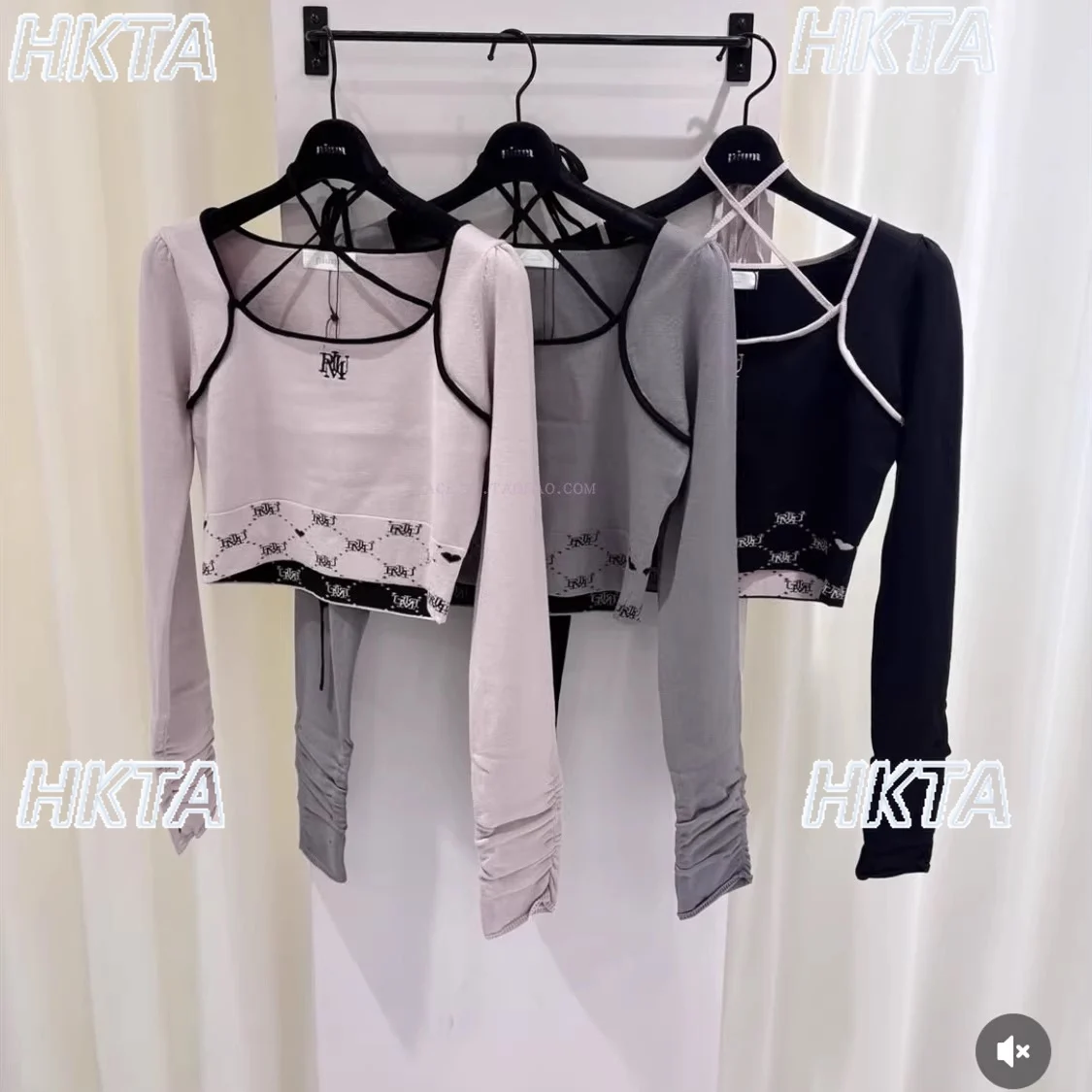 Japanese Sweet Jacquard Woven High Waist Splicing Strap Square Neck Long Sleeve Knitted T Shirt Women Commuter Tshirts Top