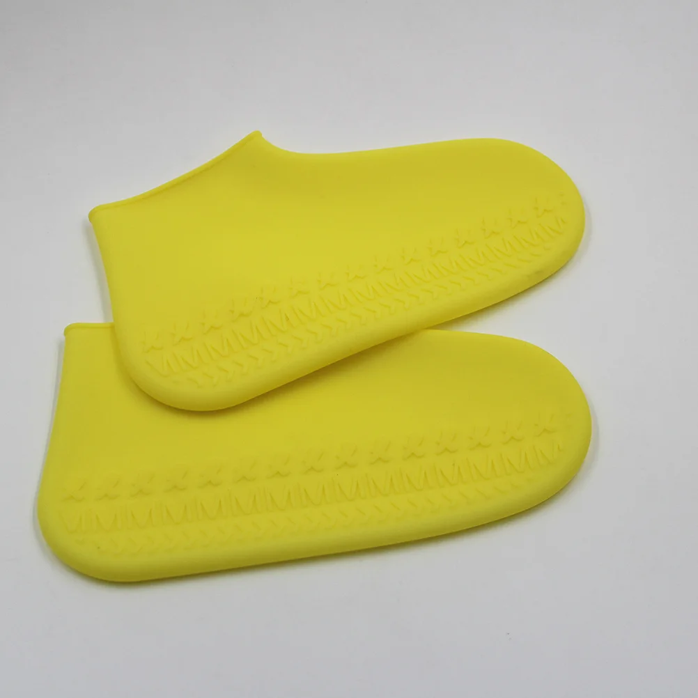 

1 пара водонепроницаемых силиконовых чехлов для обуви, непромокаемых, противоскользящих, унисекс, защита для обуви для дождя, снега, походов на открытом воздухе, желтый, размер M