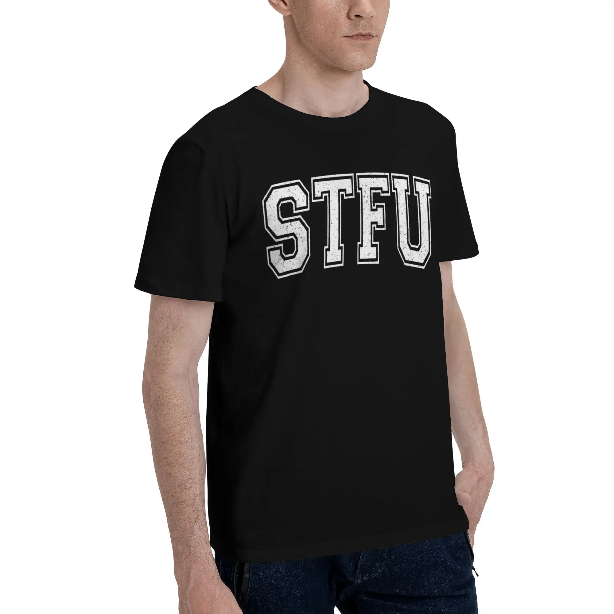 STFU SHUT THE F UP VARSITY COLLEGIATE Outfit Men Women T Shirt Pure Cotton Tee New Arrival  Tops T-shirt