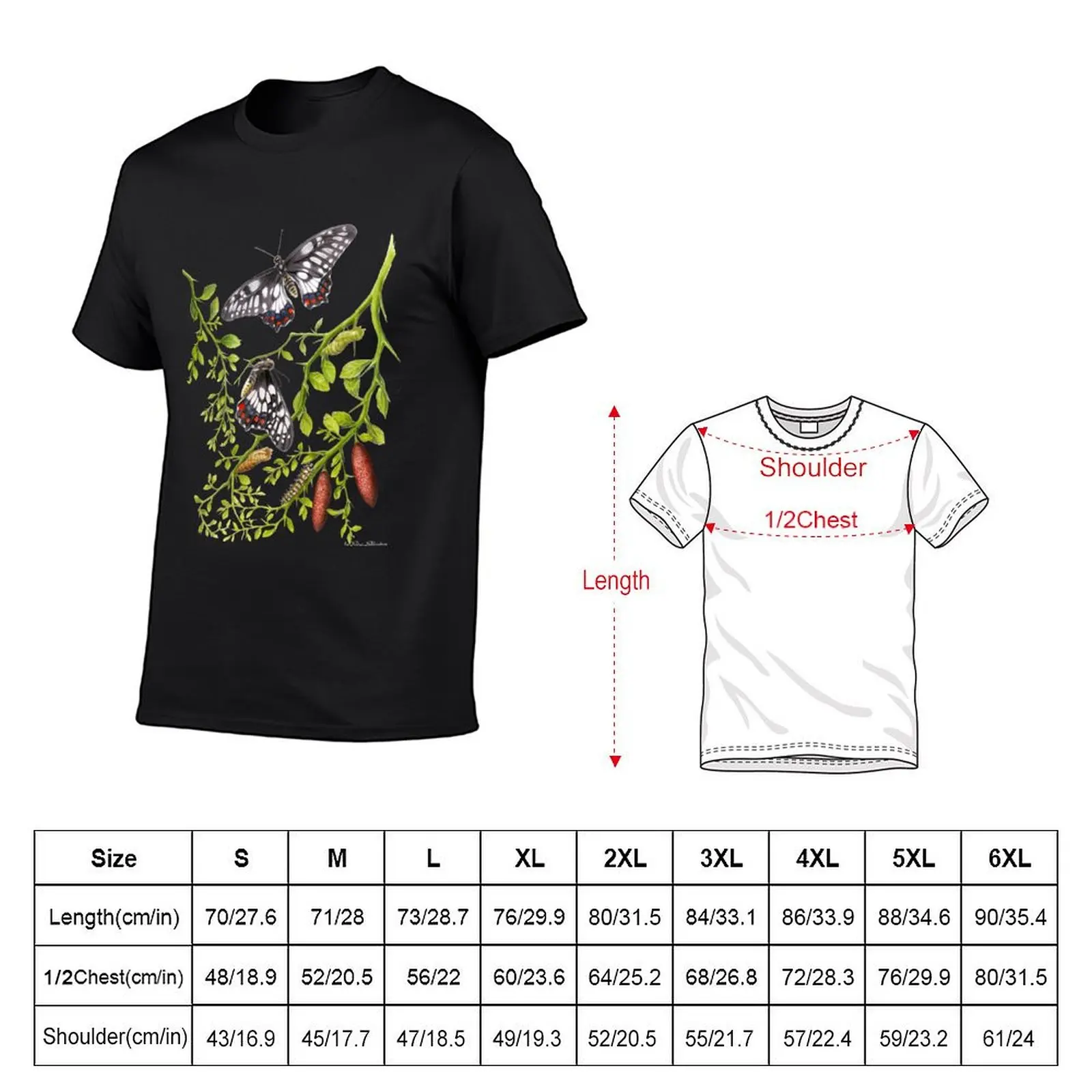 Dainty Swallowtail Butterfly Life Cycle on Native Lime - Dark Background T-Shirt anime cute tops graphic tees men