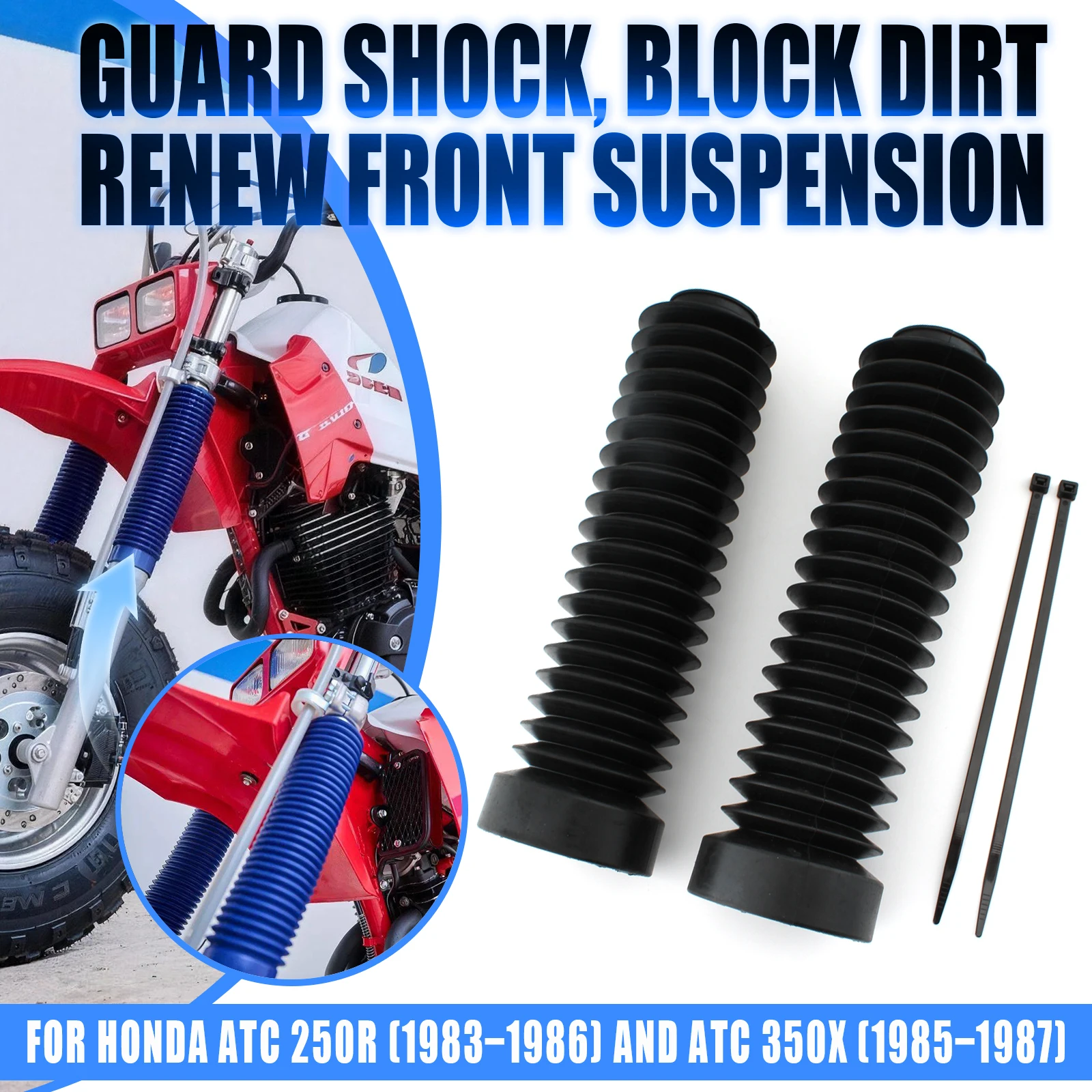 Motorcycle Front Fork Shock Boot Dust Cover Gaiter Damper Protector Blue New Set For Honda ATC 250R 1983-1986 350X  1985-1987
