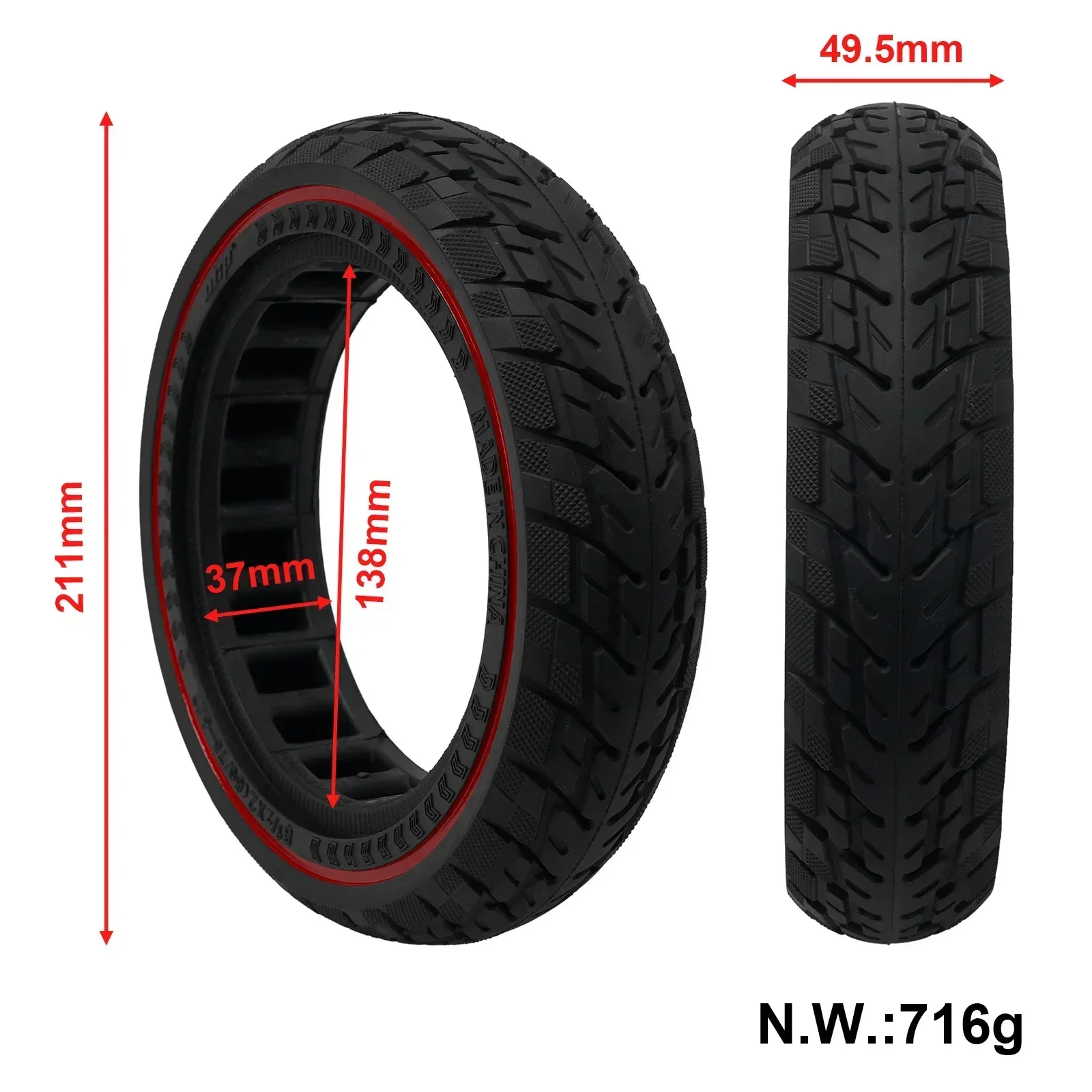 

Brand New High Quality Material Practical Solid Tire Electric Scooter Tubeless Black Parts Replacement Weight 720g 8.5 Inch