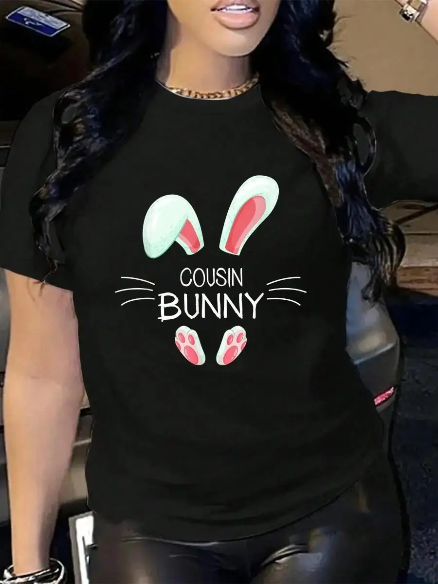 100_ Cotton Funny Easter Day Costume Matching Cute Cousin Bunny Graphic T-Shirt Men s Women s Soft Breathable Tee Classic Fashion Summer Tops Pri