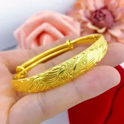 Real gold 24K bracelet 999 wedding gift 18K gold to become a rich woman in seconds AU750 gift jewelry for friends