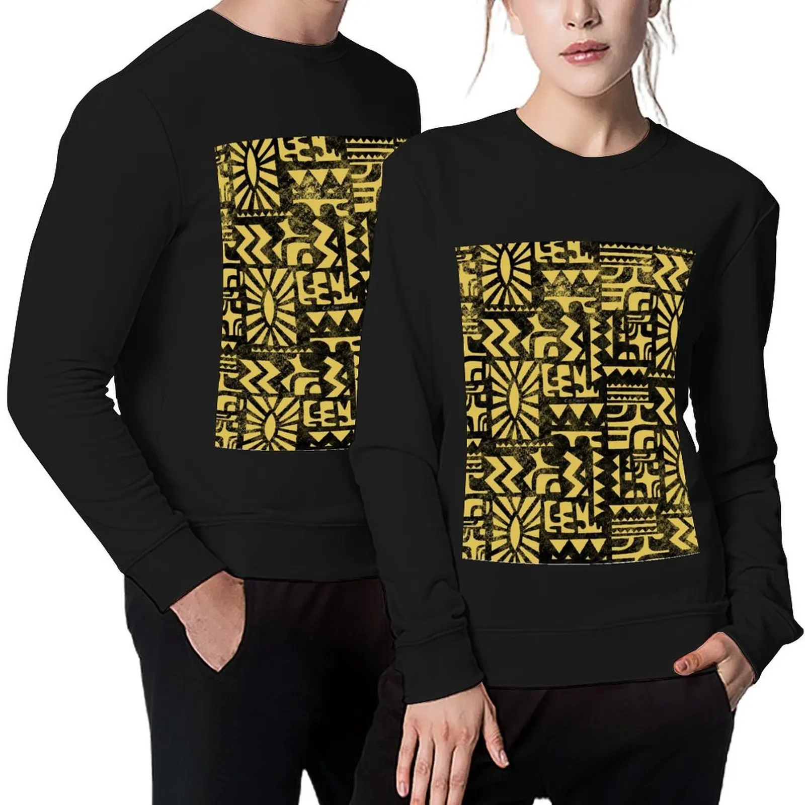

11 Yellow Print Pullover men wear autumn men's autumn clothes men's sweat-shirt set new sweatshirt