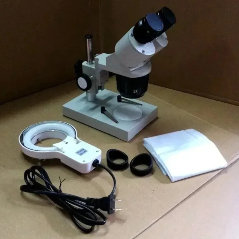

30X 60X Stereo Industrial Microscope with 110/220V 8W Fluorescent Ring Light for Electronics Repair Microscopio Binocular Tools