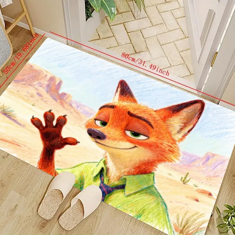 

1PC Disney Zootopia Nick Wilde Fox Carpet for Living Room Home Sofa Decoration, Children Game Large Decor Floor Mat Entryway Doo