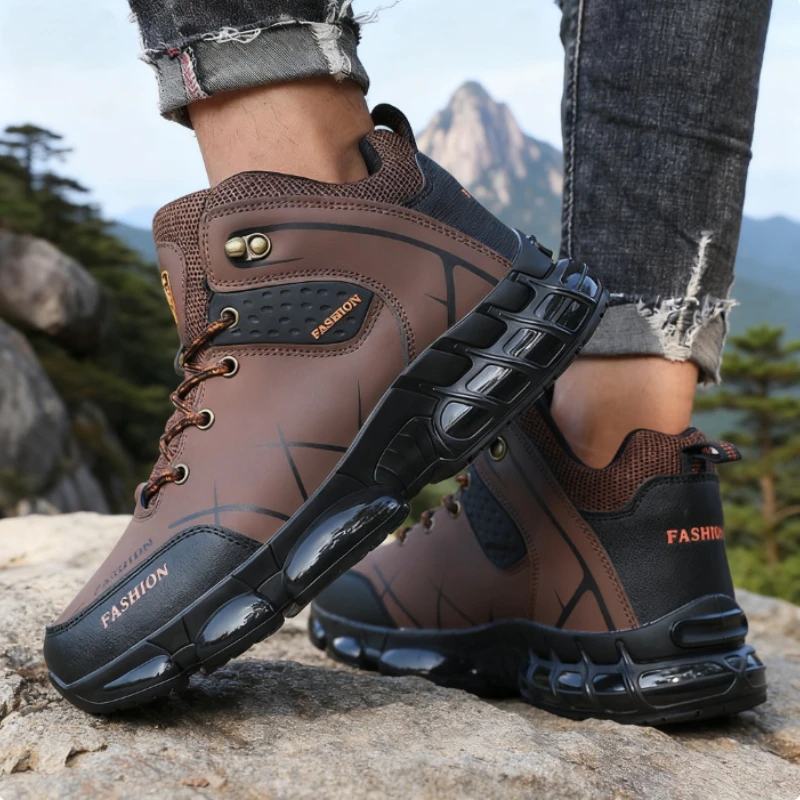 

New 2025 Men's Outdoor Hiking Shoes Fashion Design High-Top Trekking Boots Comfortable Breathable Camping Footwear Free Shipping