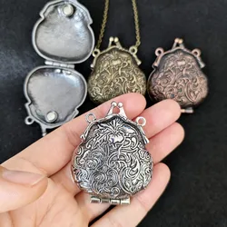 Retro Bronze Mini Box Pendant Can put coins/Small pills/Small Crystal stones/Photos DIY Necklace Accessories Locket Pendants