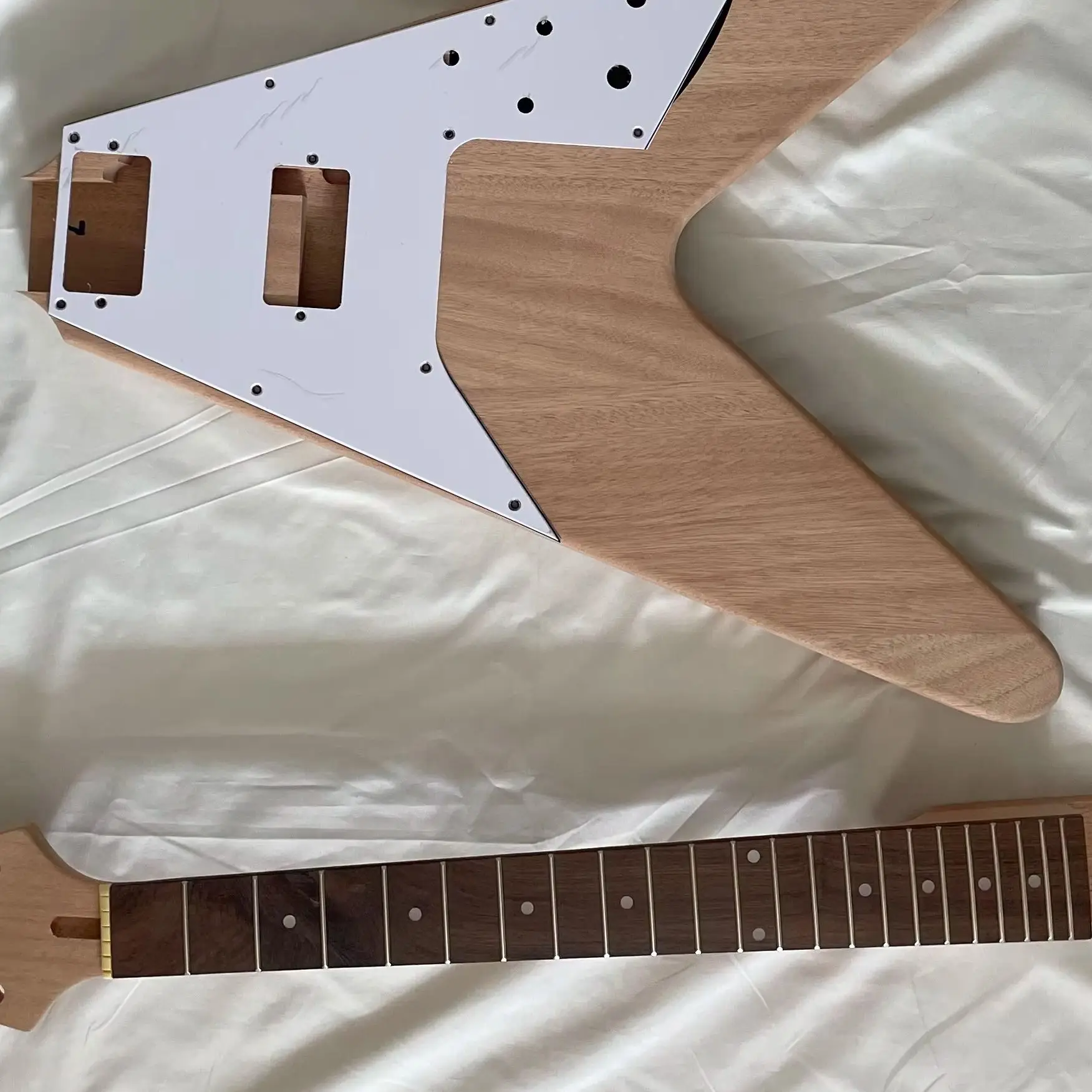 DIY Electric Guitar Kits Flying V Style Mahogany Body&Neck Rosewood Fingerboard Dot Inlay