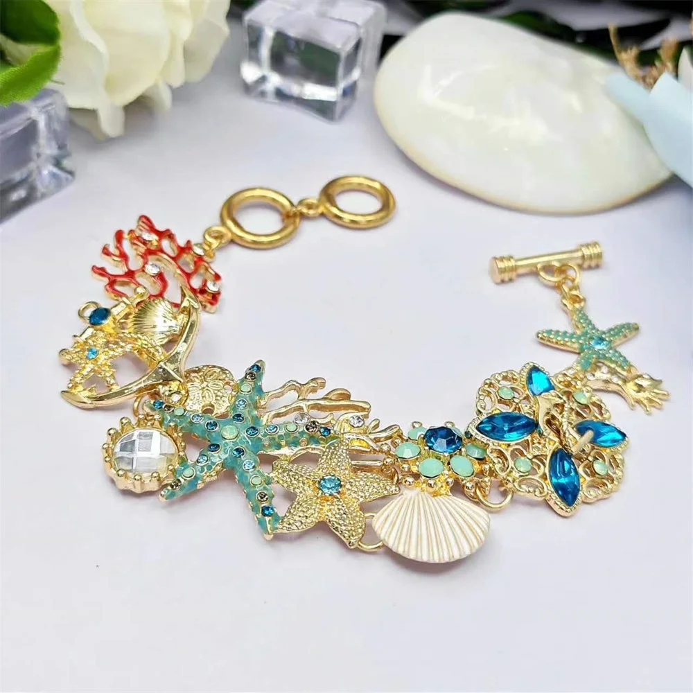 2023 New 22cm Bohemia Summer Coral Shell Bracelet Ot Buckle Starfish Sea Creature Conch Bracelet For Women Jewelry Gifts