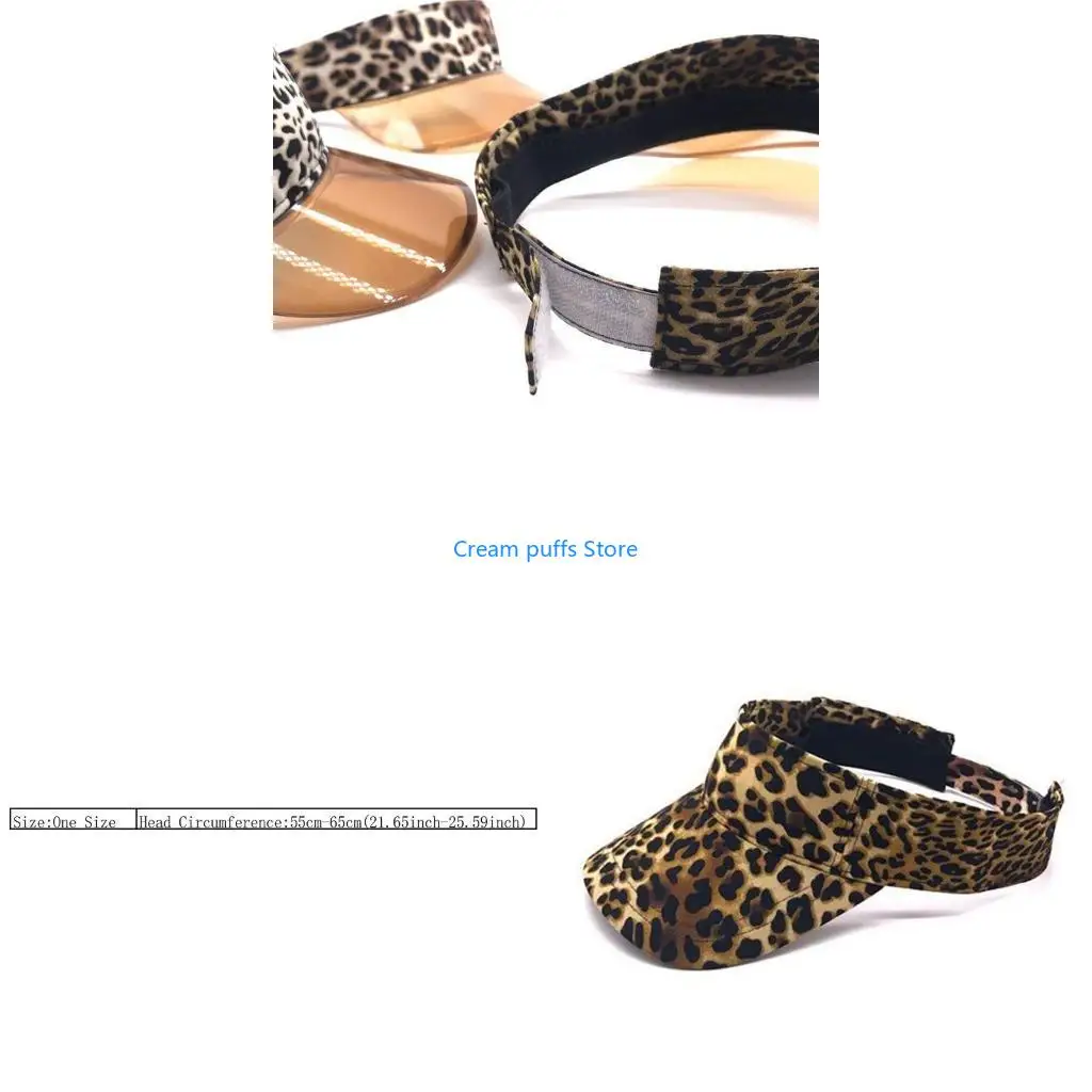 50LE Low Profile Cotton Baseball Cap Leopard Print Sunscreen Outdoor Sports Running Tennis Empty Top Adjustable for Sun Visor
