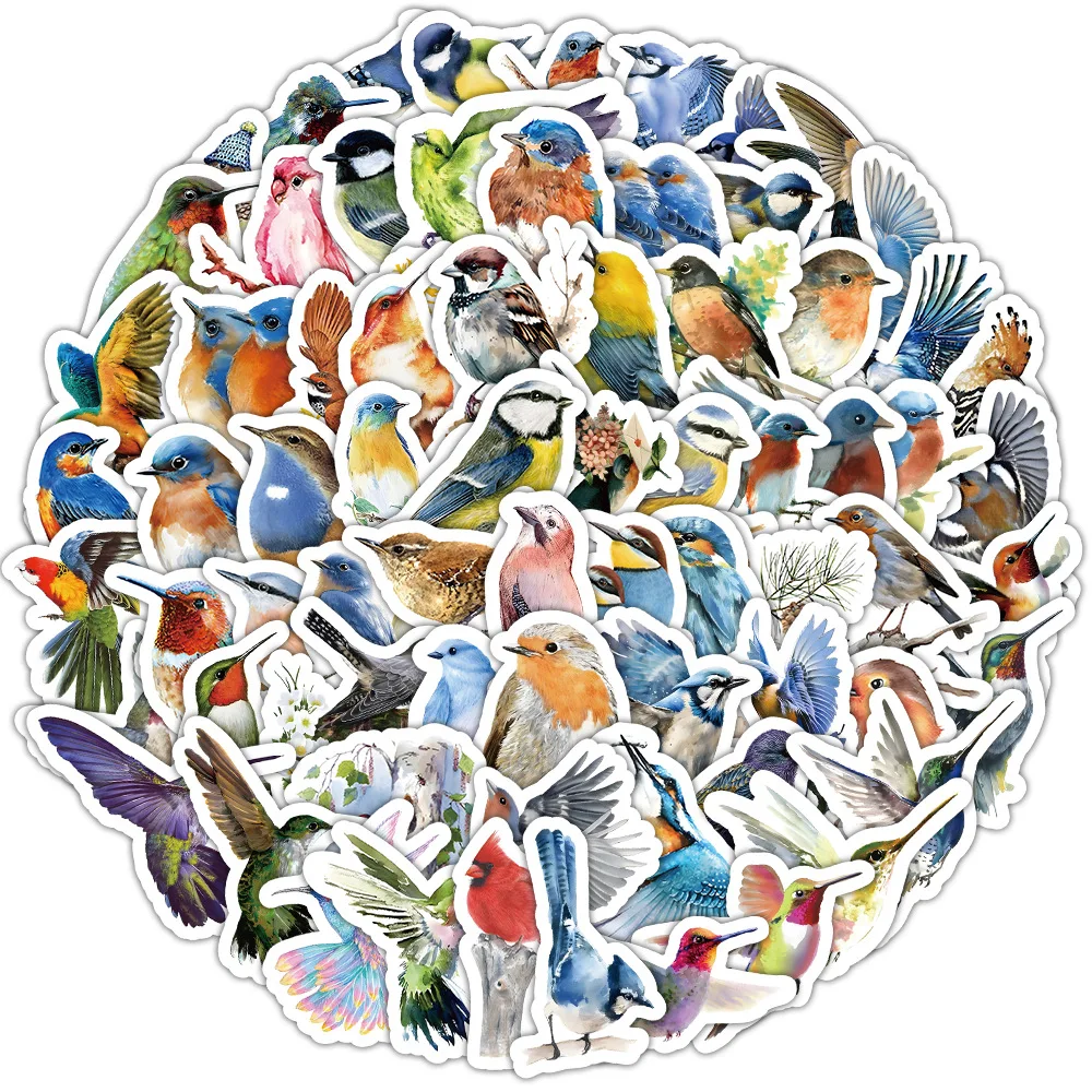 10/30/50PCS Cartoon Forest Ming Yue Colorful Bird Sticker Graffiti iPad Car DIY Wall Sticker Toy Waterproof Decoration Wholesale