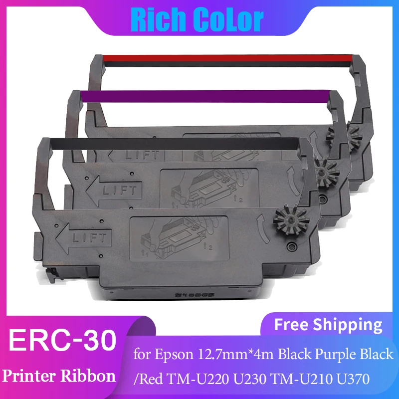 10/20Pieces Compatible Ink Print Ribbon for Epson ERC30 ERC34 ERC38 12.7mm*5m Black Purple Black/Red TM-U220 U230 TM-U210 U370