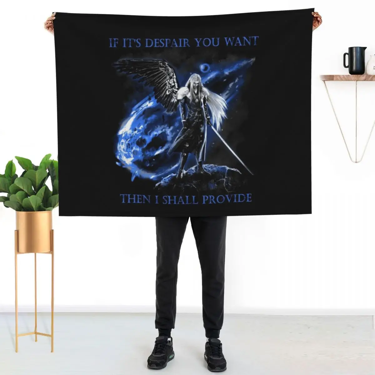 Sephiroth FF7 The One Winged Angel Throw Blanket Retros anime blankets ands Camping Sleeping Bag Soft Plaid Blankets