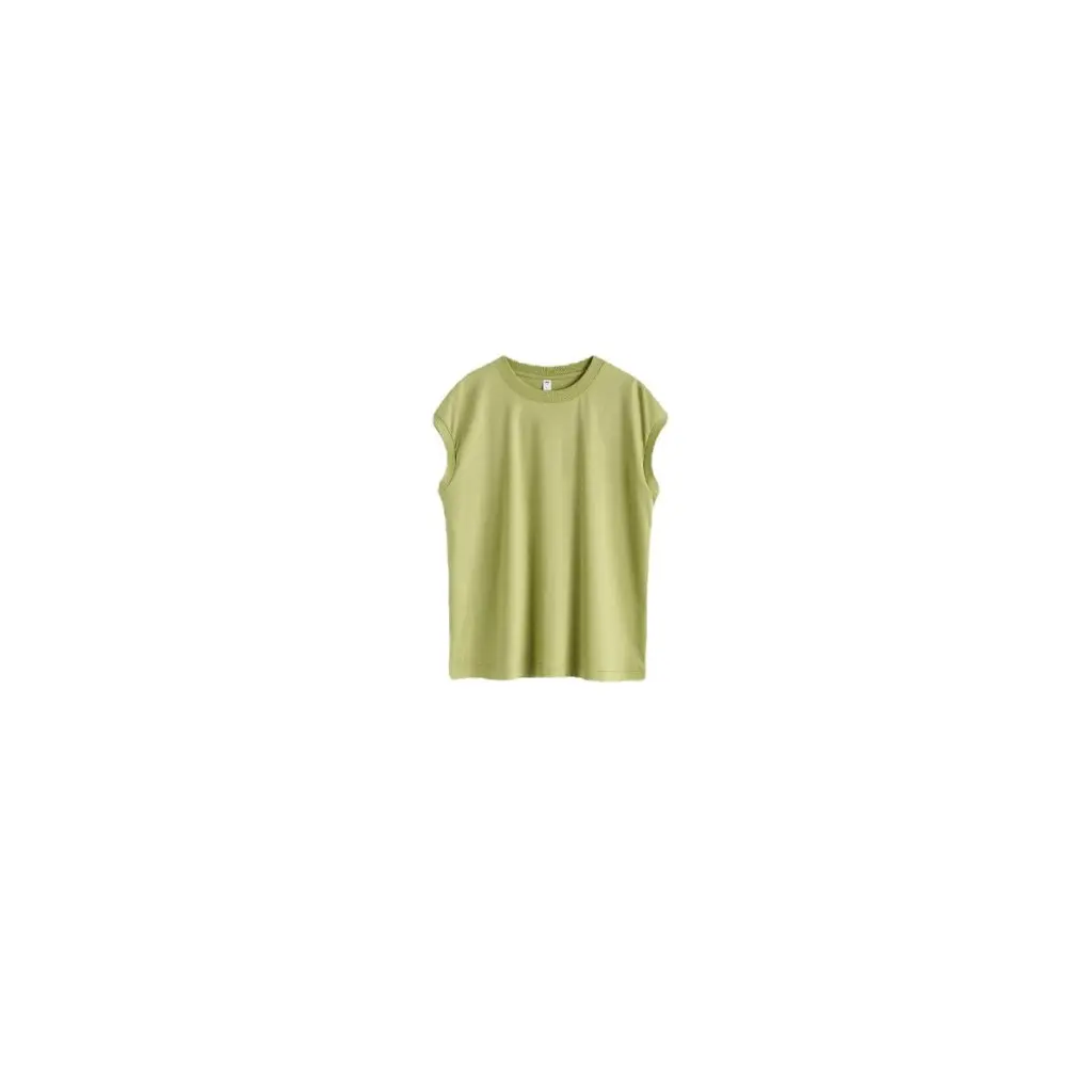 

Women's Classic BI 60S Liquid Ammonia Sleeveless Crew Neck Vest Solid Color Basic Top