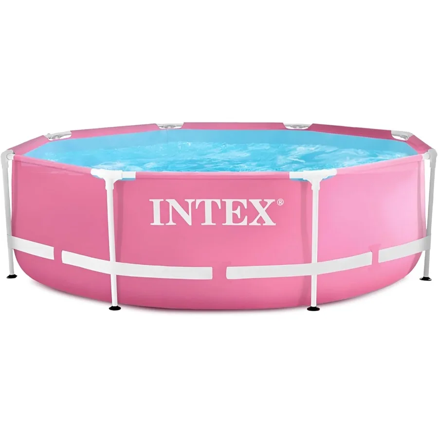 28290EH 8 Feet by 30 Inches Easy to Assemble Large Round Metal Frame Above Ground Swimming Pool with Dual Suction Outlet Fittin