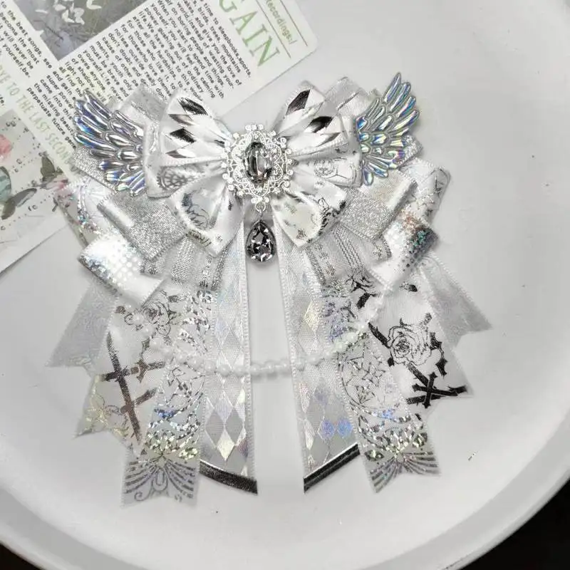 Original Handmade bow ribbon Decoration Black Gold Double Layer Butterfly Knot Pin For Ita Bag concert light stick Fan Badge DIY - view 4