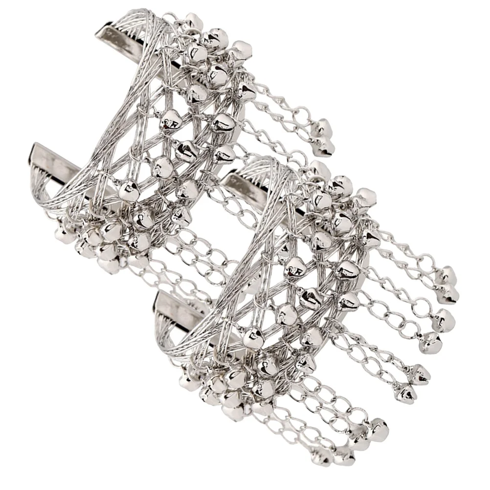 2 Stuks Buikdans Arm Bell Chains Metalen Bell Armbanden Lichtgewicht Ademende Arm Manchetten voor Vrouwen Prestaties Kostuum Accessoires
