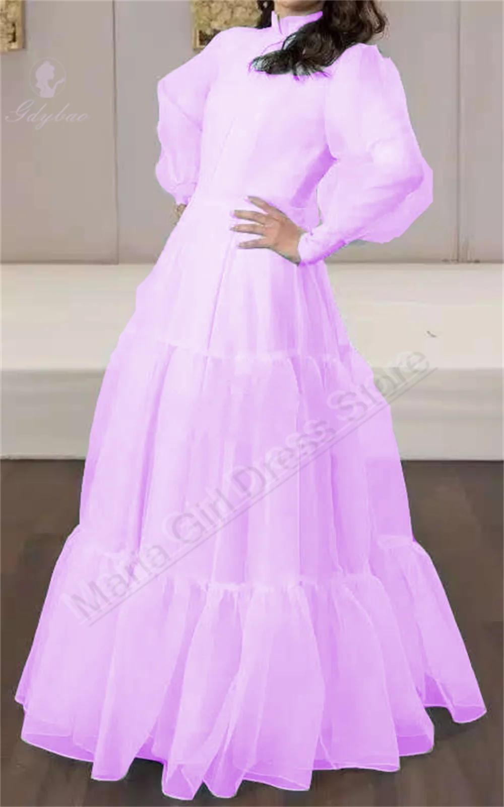 Vestido de fiesta de boda personalizado azul cielo para hermanas nupciales estilo largo de manga completa para cumpleaños de niños de primera comunión